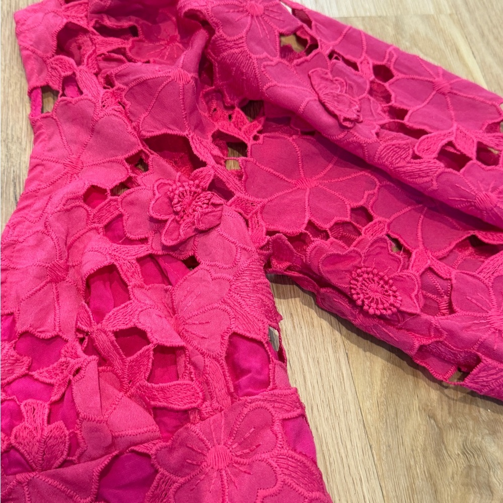 Influencer fave Hot Pink Lace Crochet Mini Dress - Picture 8 of 10